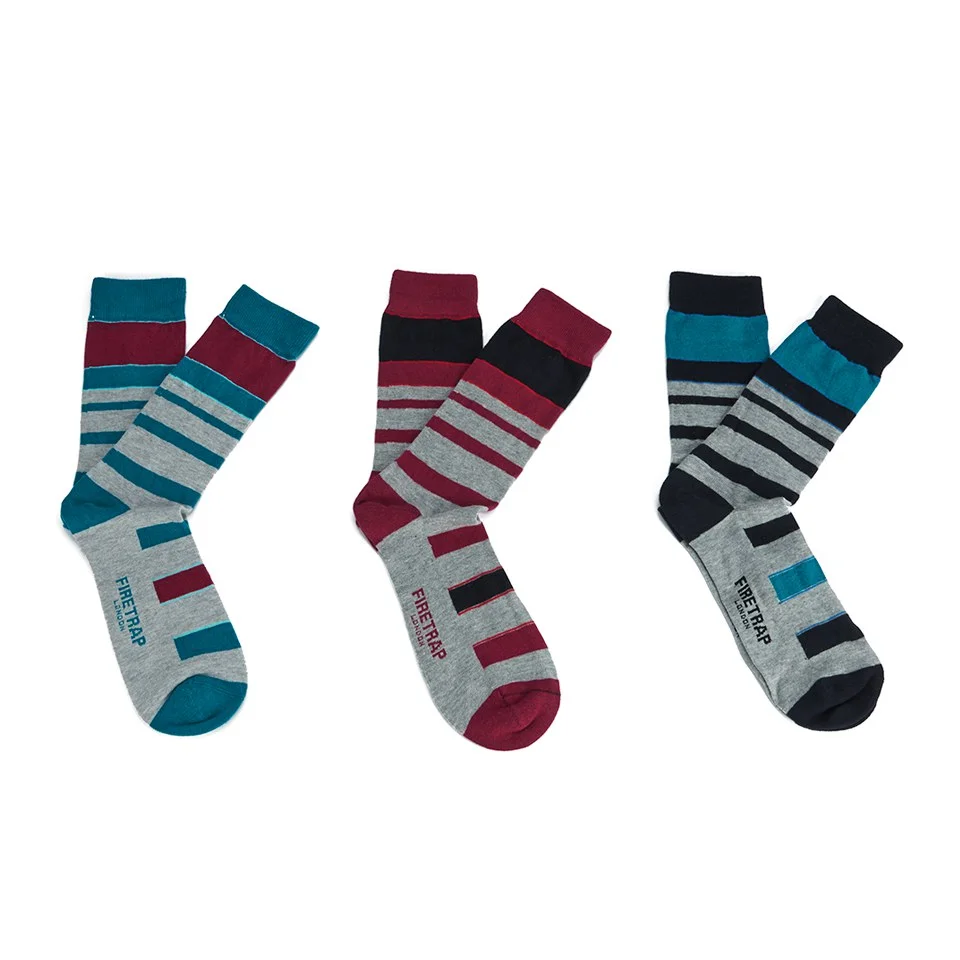 Firetrap Men's Block Mark 3-Pack Socks - Grey - One Size - Grey Image 1