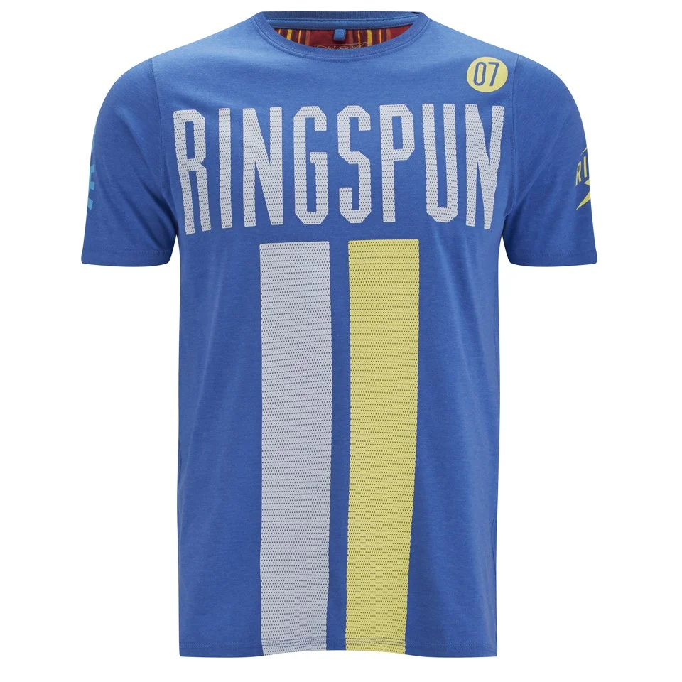 Ringspun Men's Daytona Printed T-Shirt - Royal Marl - S - Blue Image 1