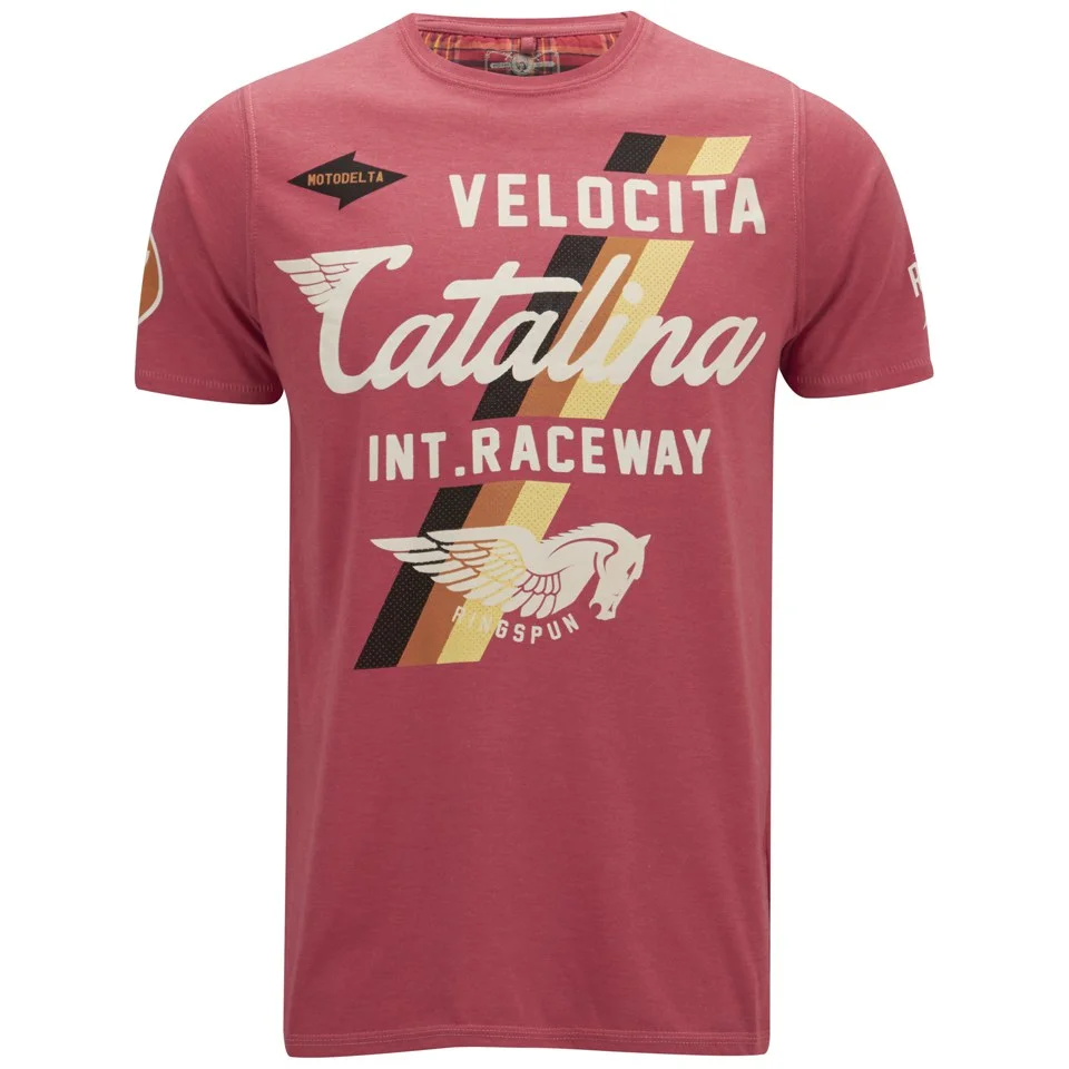 Ringspun Men's Delta Printed T-Shirt - Red Marl - S - Red Image 1