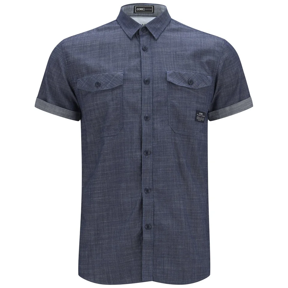 Jack & Jones Men's Short Sleeved Erik Shirt - Dark Denim - S - Blue Image 1