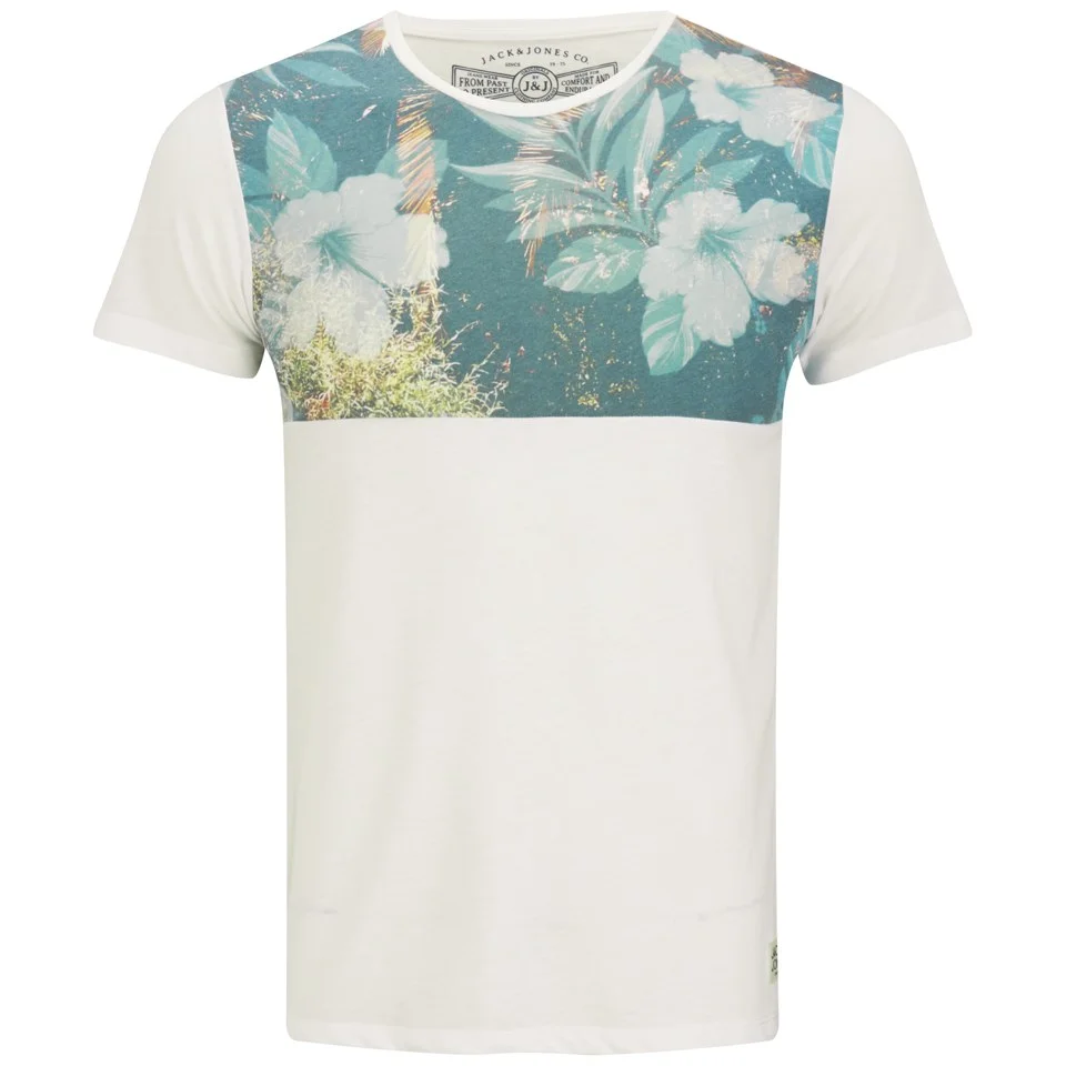 Jack & Jones Originals Men's Floral Panelled Up T-Shirt - White - S - White Image 1
