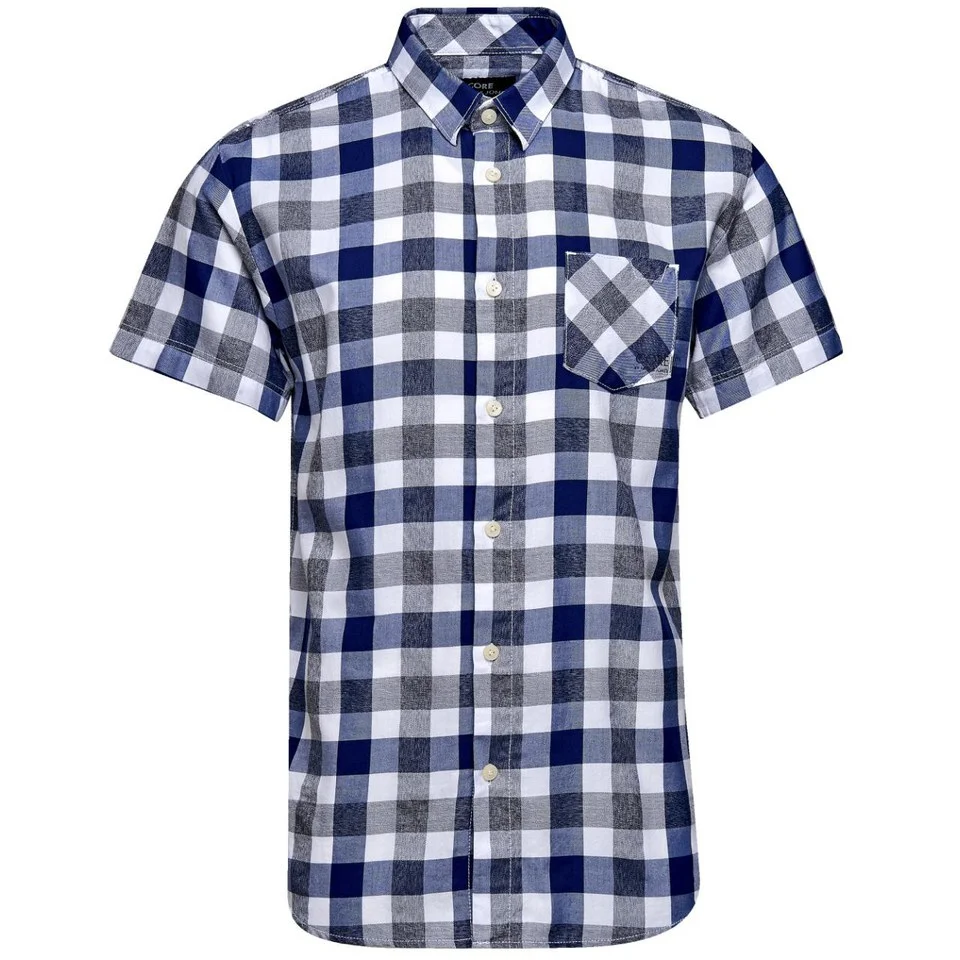 Jack & Jones Men's Core Letter One Pocket Camp Shirt - Black - S - Black Image 1