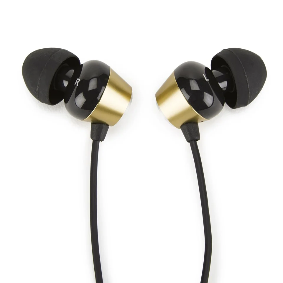 Radiopaq Dual Alloy E9 Earphones with Carry Case, In-Line Remote and Mic - Gold Image 1