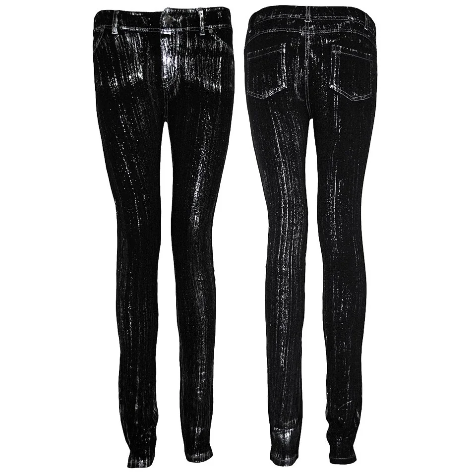 Spiral Women's GOTHIC ROCK Glitter Jeggings - Black - L - Black Image 1