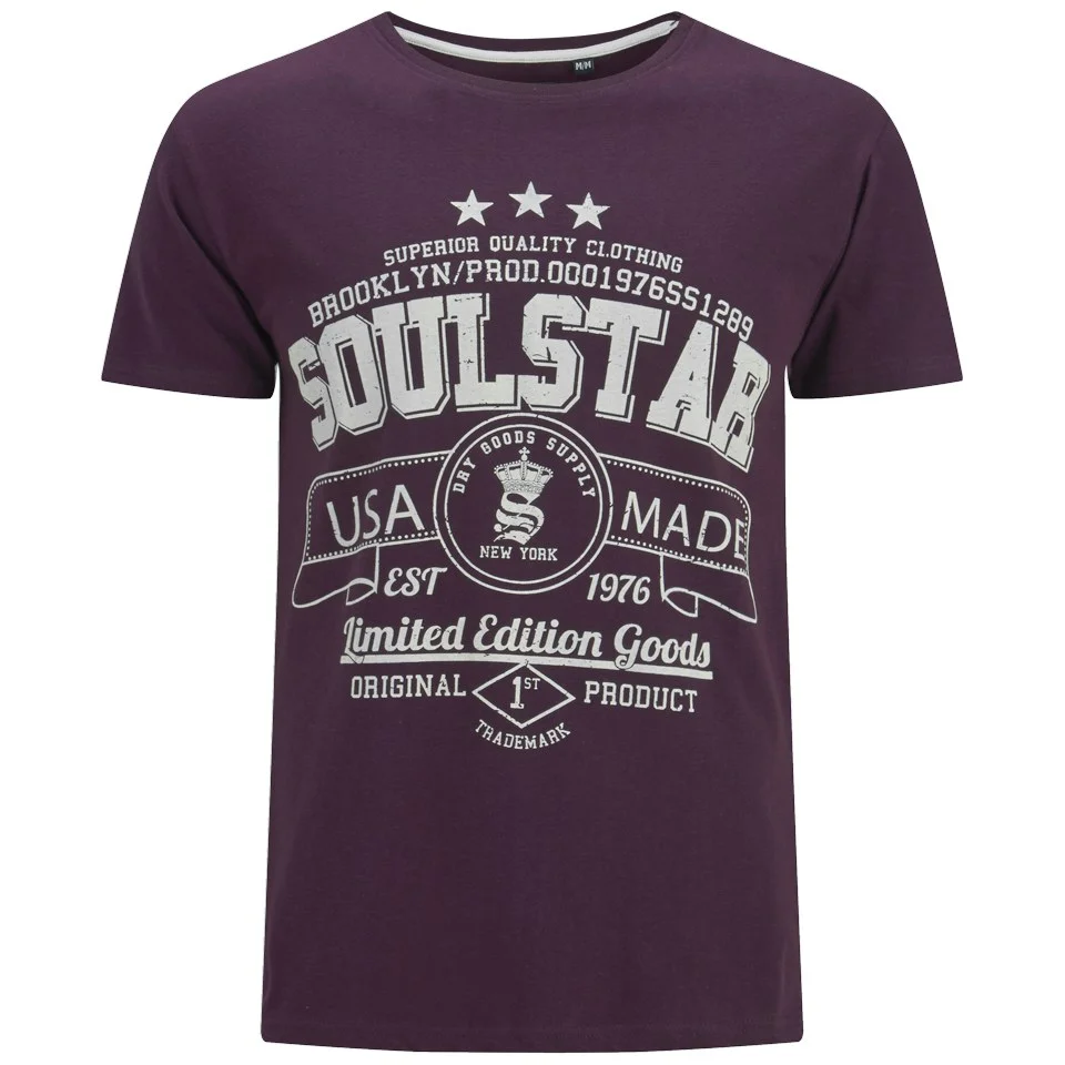 Soul Star Men's Garland T-Shirt - Burgundy - S - Red Image 1