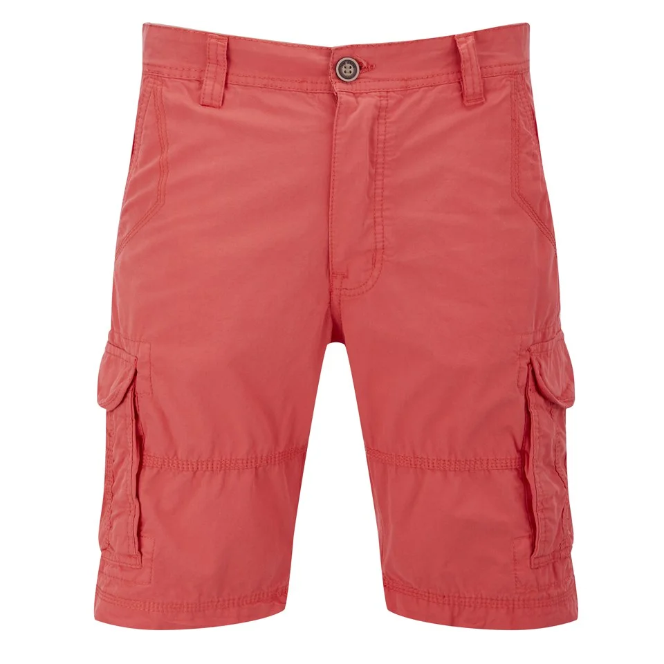 Threadbare Men's Fargo Cargo Shorts - Bright Coral - S - Washed Red Image 1