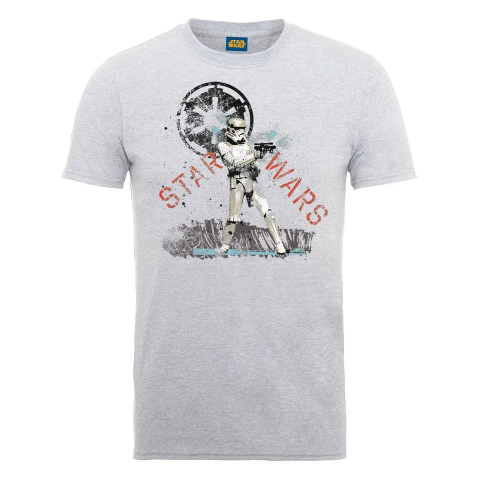 Star Wars Men's Stormtrooper Distressed T-Shirt - Heather Grey - S - Grey Image 1