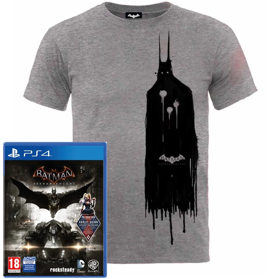 Zavvi Exclusive DC Comics Arkham Knight PS4 Game and T-Shirt Bundle - Grey - M Image 1