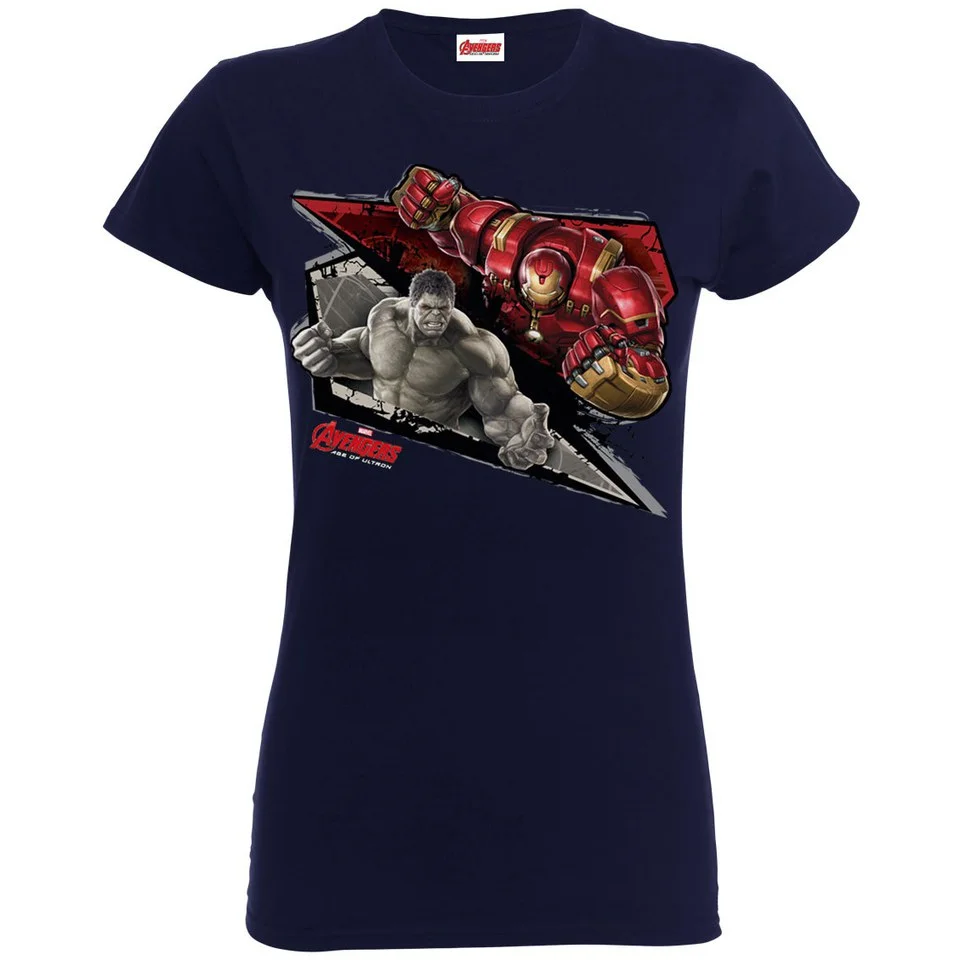 Marvel Women's Avengers Age of Ultron Hulk Vs. Hulkbuster Shards T-Shirt - Navy - S - Navy Image 1