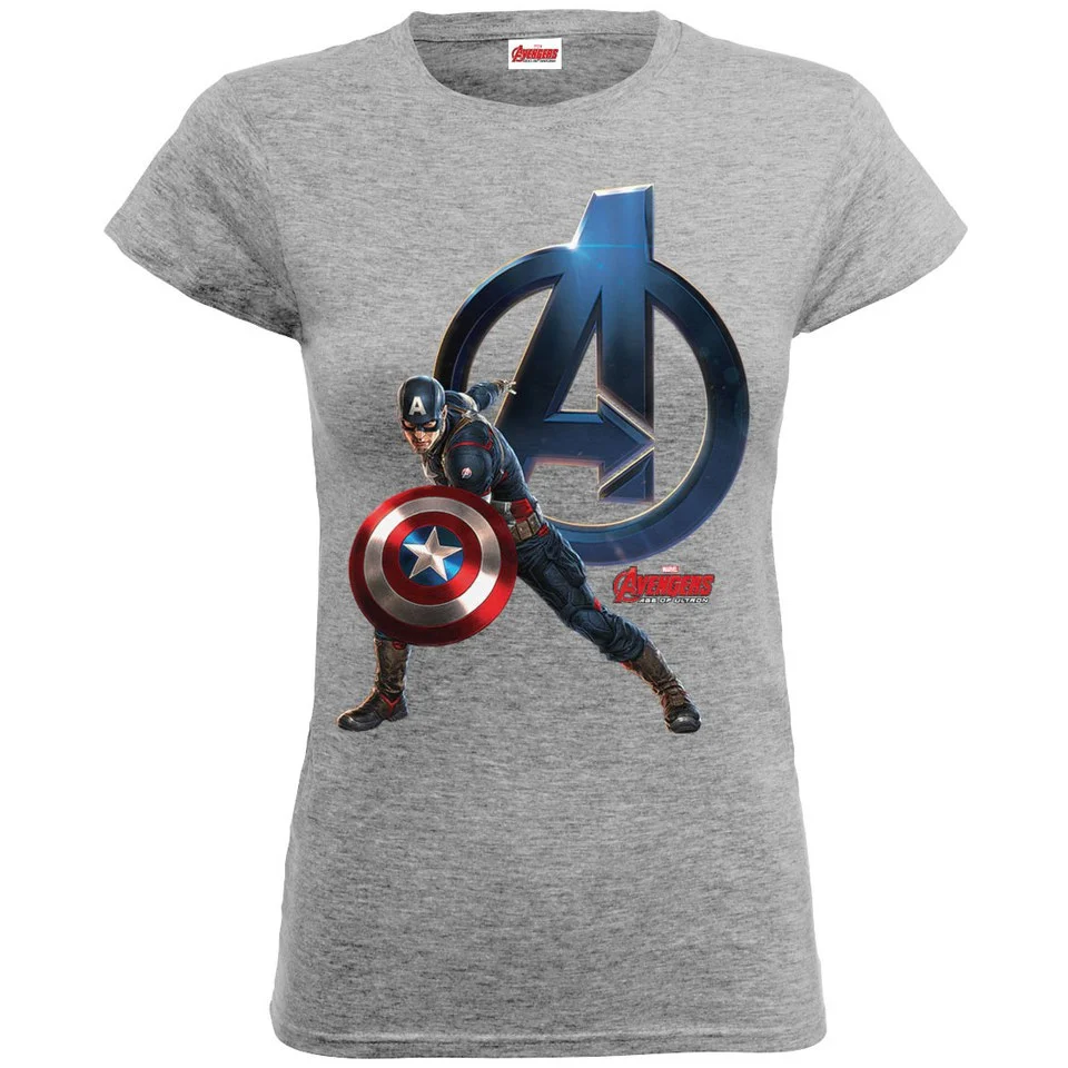Marvel Women's Avengers Age of Ultron Captain America T-Shirt - Heather Grey - S - Grey Image 1