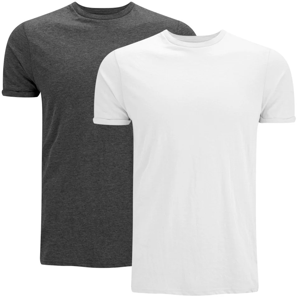 Brave Soul Men's Vardan 2 Pack T-Shirt - Grey/White - S - Grey Image 1