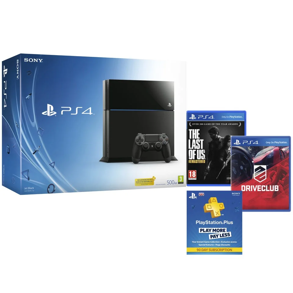 Sony PlayStation 4 Console - Includes DriveClub, The Last of Us & 90 Day PS Plus Image 1