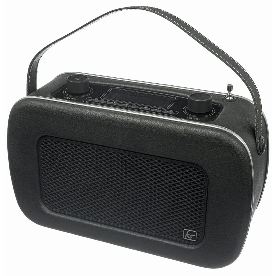 Kitsound Jive Retro Portable DAB Radio with Alarm Clock - Black Image 1
