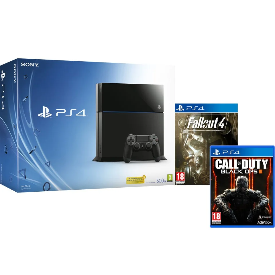 Sony PlayStation 4 500GB Console - Includes Call of Duty: Black Ops III & Fallout 4 Image 1