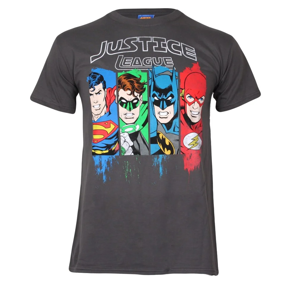DC Comics Men's Justice League T-Shirt - Charcoal - S - Grey Image 1