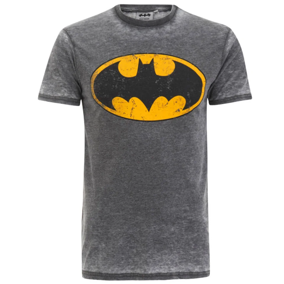 DC Comics Men's Batman Burnout T-Shirt - Charcoal/Grey - S - Grey Image 1