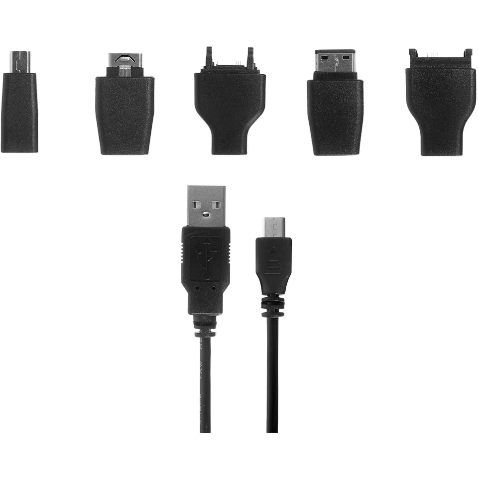 Kit Universal Charge & Data Transfer Cable with 5 Tips - Black Image 1