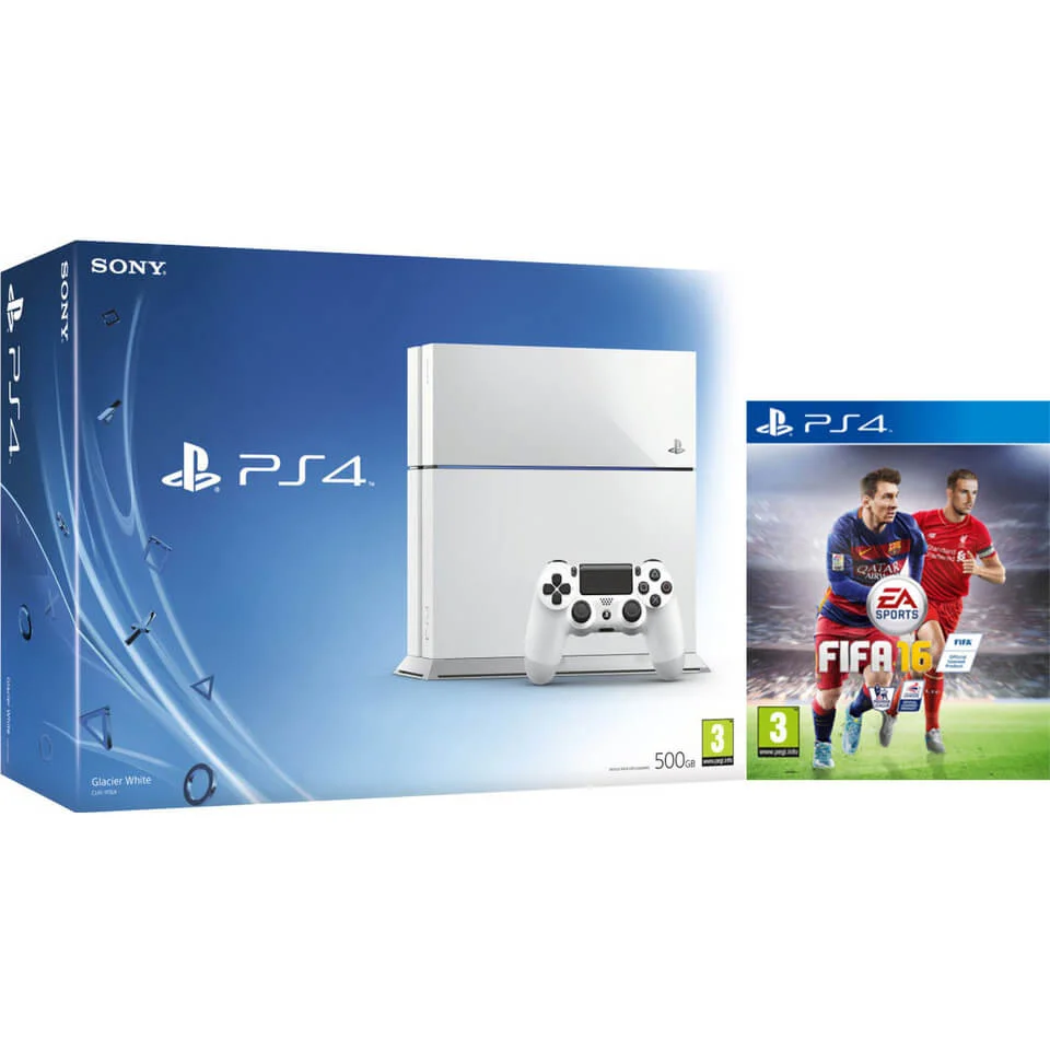 Sony PlayStation 4 500GB White - Includes FIFA 16 Image 1