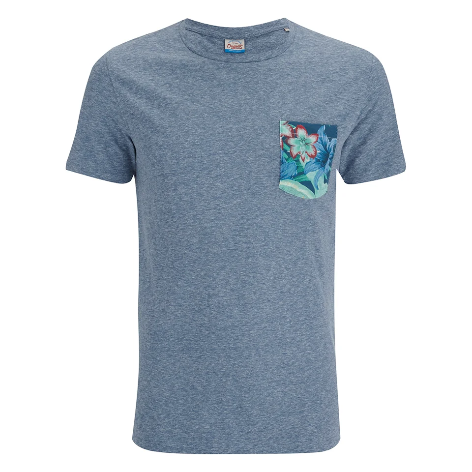Jack & Jones Men's Originals Bobby Pocket Print T-Shirt - Poseidon - S - Blue Image 1