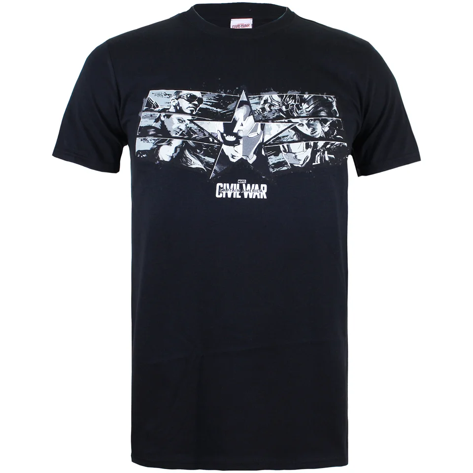 Marvel Men's Captain America Civil War Stars & Stripes T-Shirt - Black - S - Black Image 1