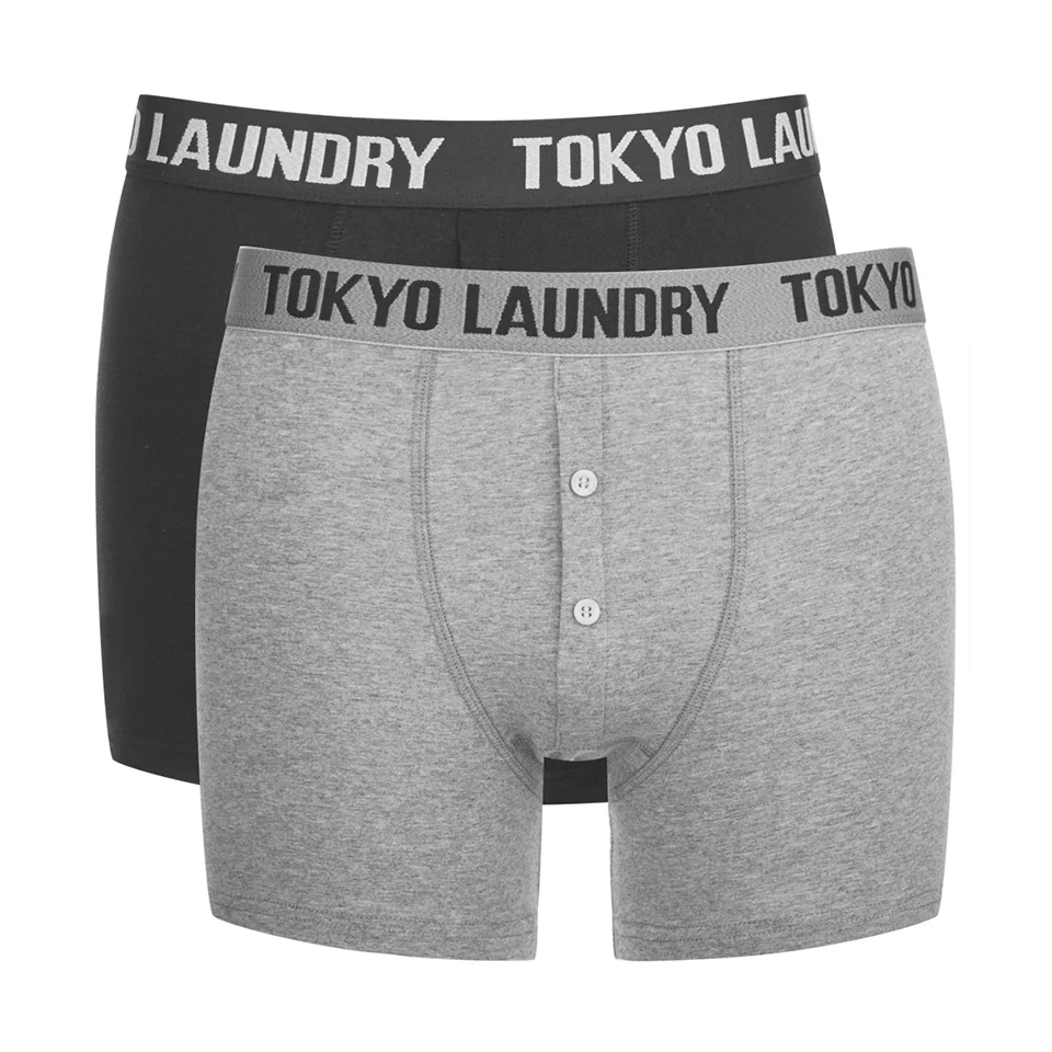 Tokyo Laundry Men's 2-Pack Port Douglas Boxers - Black/Mid Grey Marl - S - Black/Grey Image 1