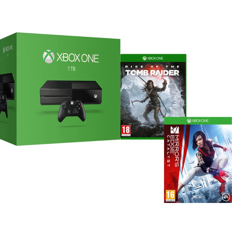 Xbox One 1TB Console - Includes Rise of the Tomb Raider + Mirror’s Edge Catalyst Image 1