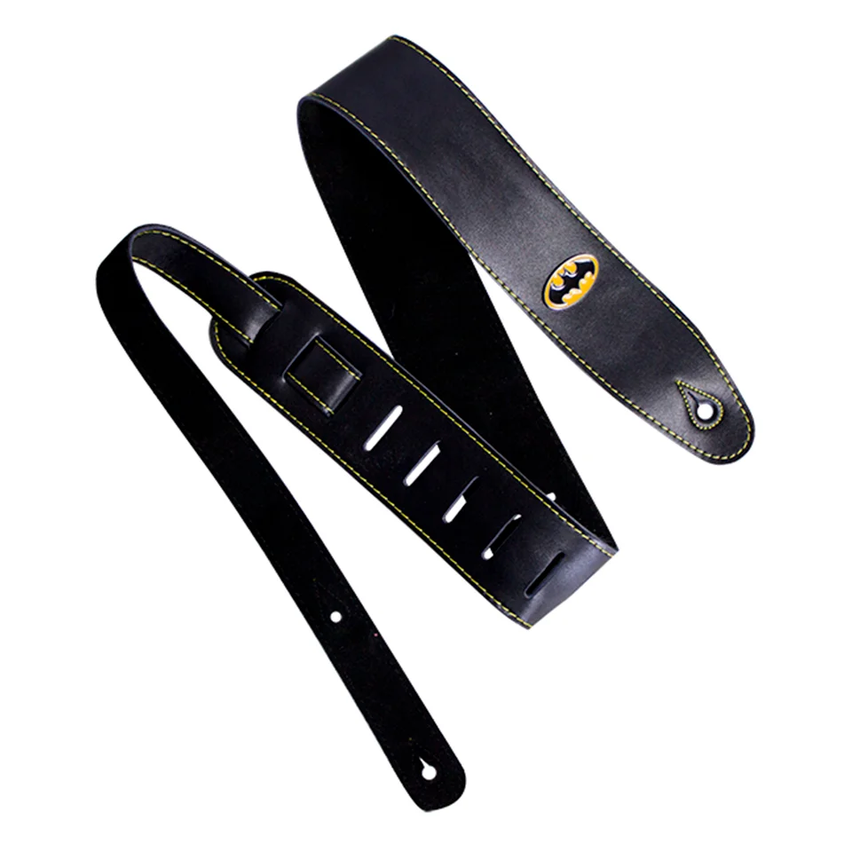 Batman Logo (Metal) Leather Guitar Strap Image 1