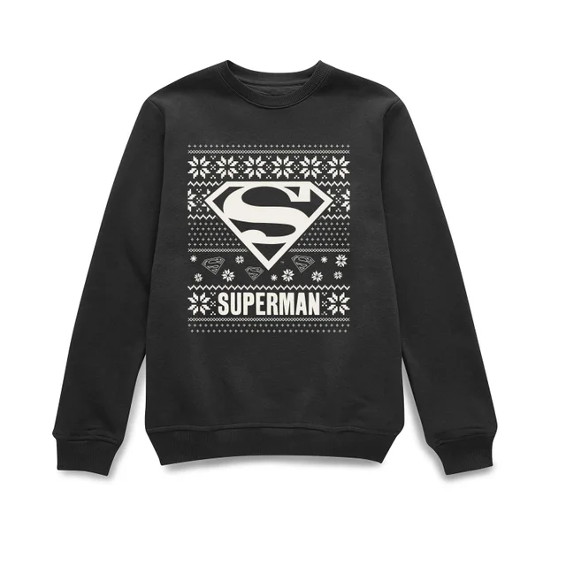 DC Superman Christmas Knit Logo Black Christmas Jumper