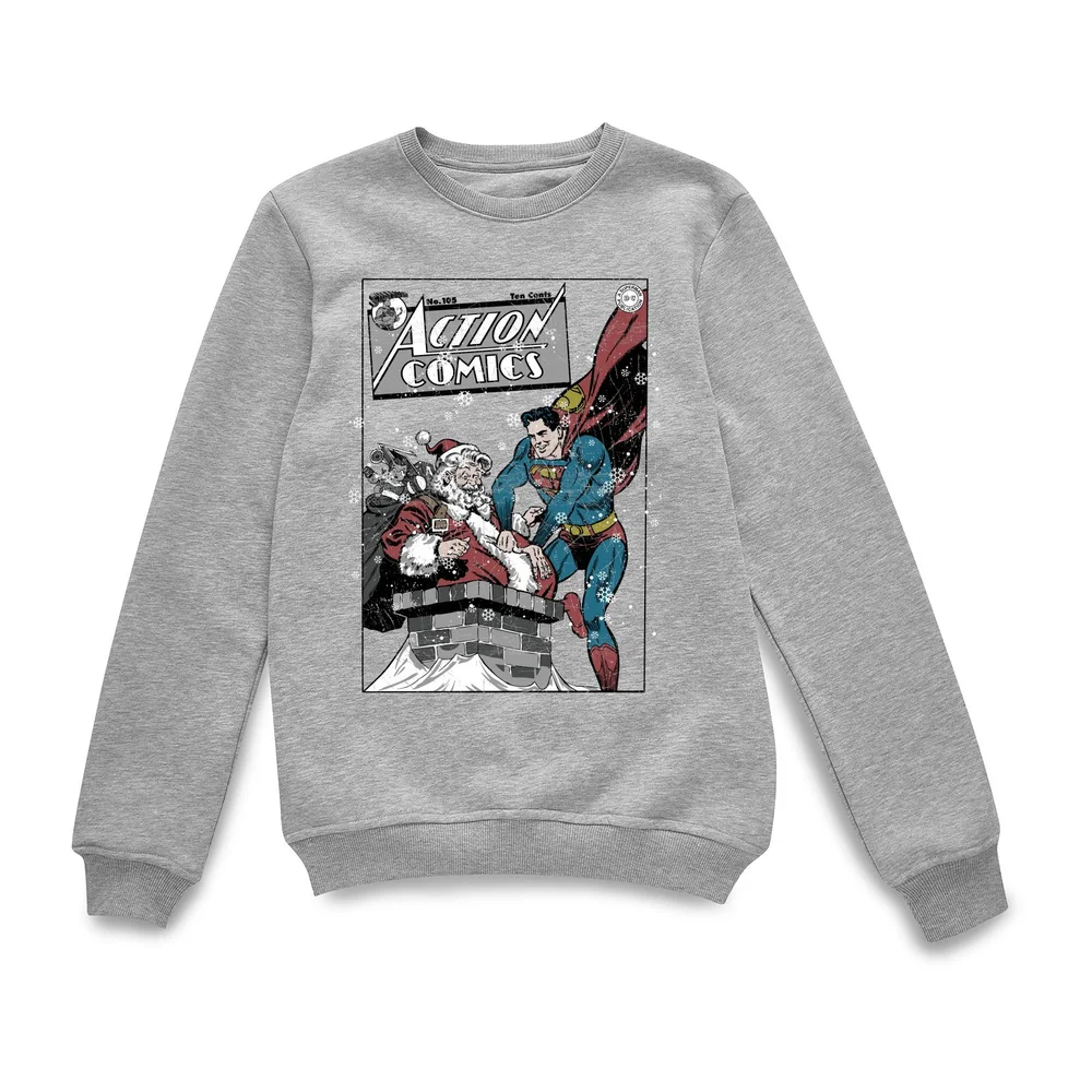 DC Comics Originals Superman Action Comics Grey Christmas Jumper - S Image 1