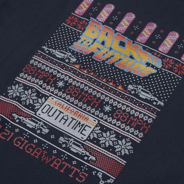 Back To The Future OUTATIME Men's Christmas T-Shirt - Navy