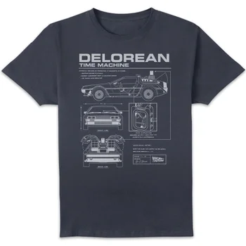 Back To The Future DeLorean Schematic T-Shirt - Navy