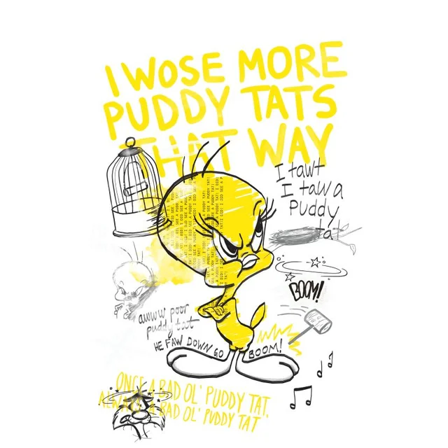 Looney Tunes Tweety Pie More Puddy Tats Men's T-Shirt - White
