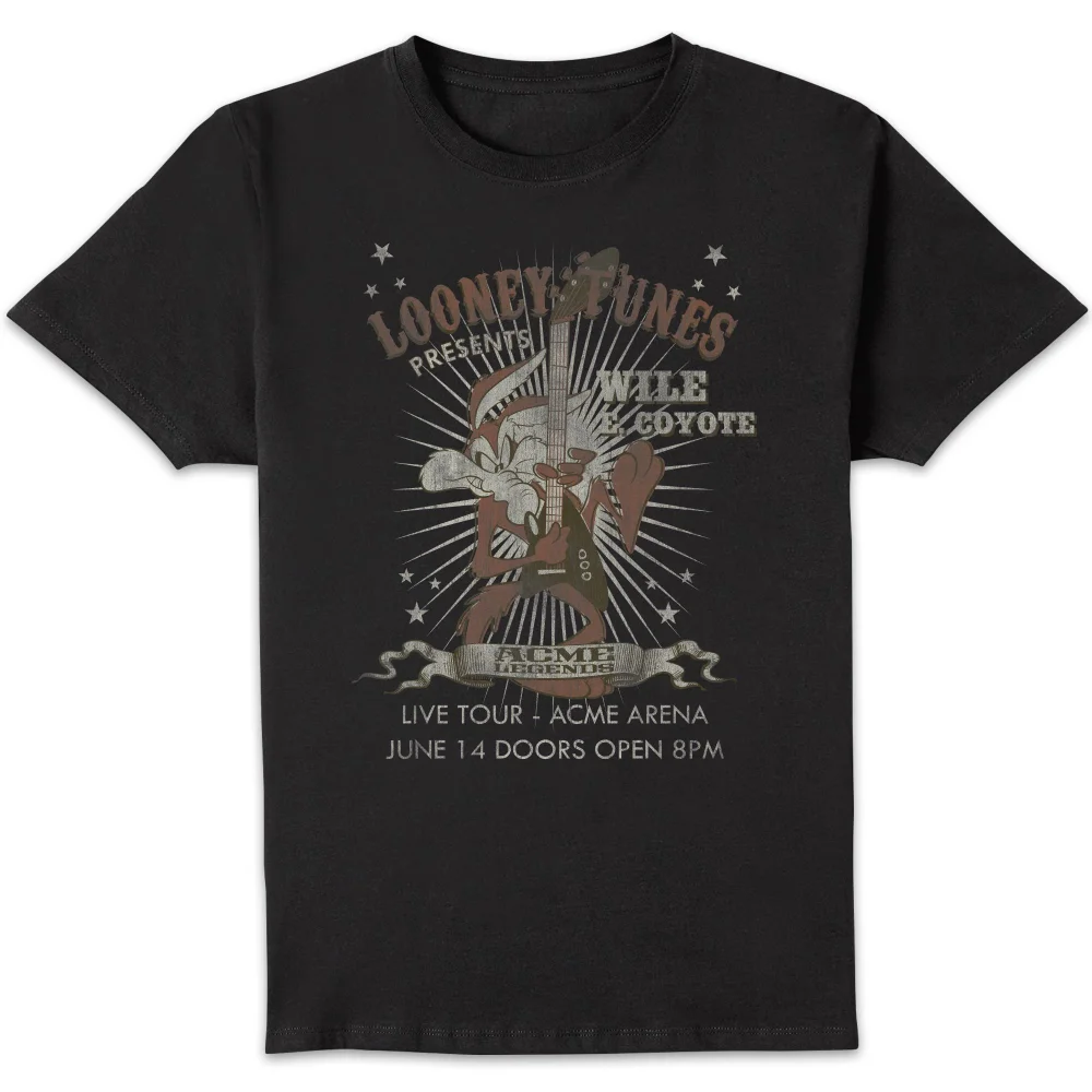 Looney Tunes Wile E Coyote Guitar Arena Tour Men's T-Shirt - Black - S Image 1