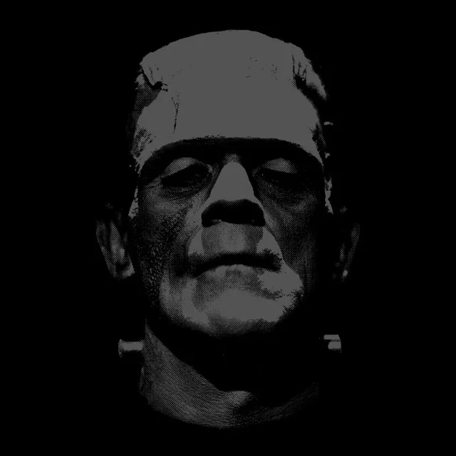 Universal Monsters Frankenstein Black and White Men's T-Shirt - Black