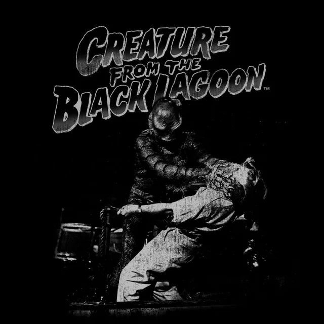 Universal Monsters Creature From The Black Lagoon Black and White Men's T-Shirt - Black