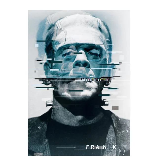 Universal Monsters Frankenstein Glitch Men's T-Shirt - White