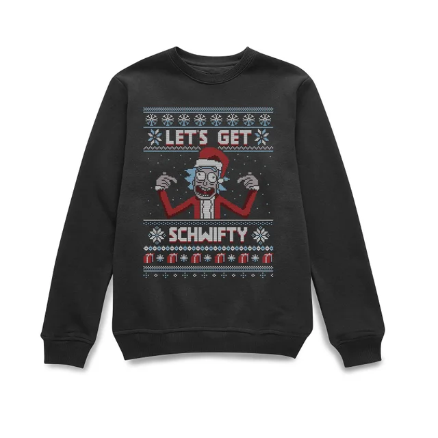 Rick and Morty Lets Get Schwifty Christmas Jumper - Black