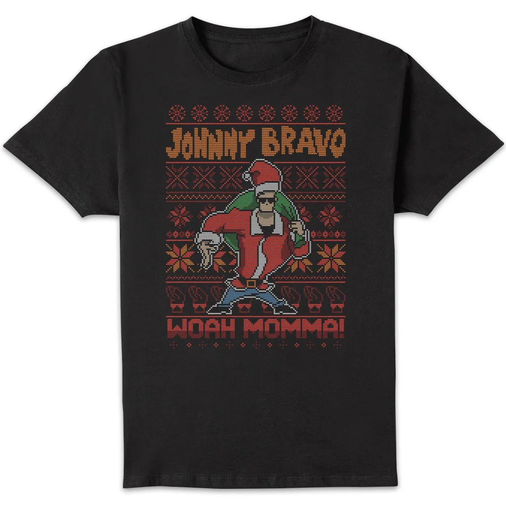 Johnny Bravo Johnny Bravo Pattern Men's Christmas T-Shirt - Black - S Image 1