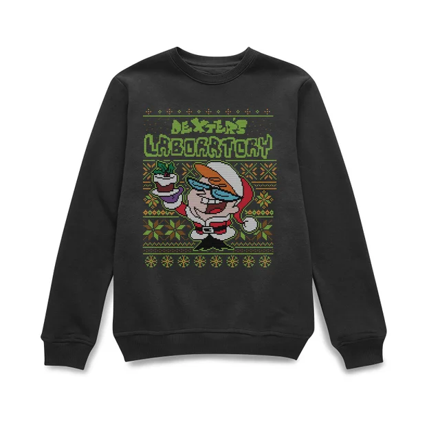 Dexter's Lab Pattern Christmas Jumper - Black