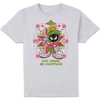 Looney Tunes Eat Drink Be Martian Men's Christmas T-Shirt - White