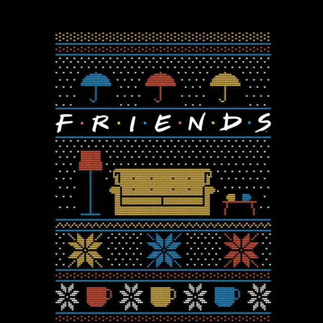 Friends Sofa Knit Men's Christmas T-Shirt - Black