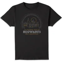 Harry Potter I'd Rather Stay At Hogwarts Men's Christmas T-Shirt - Black