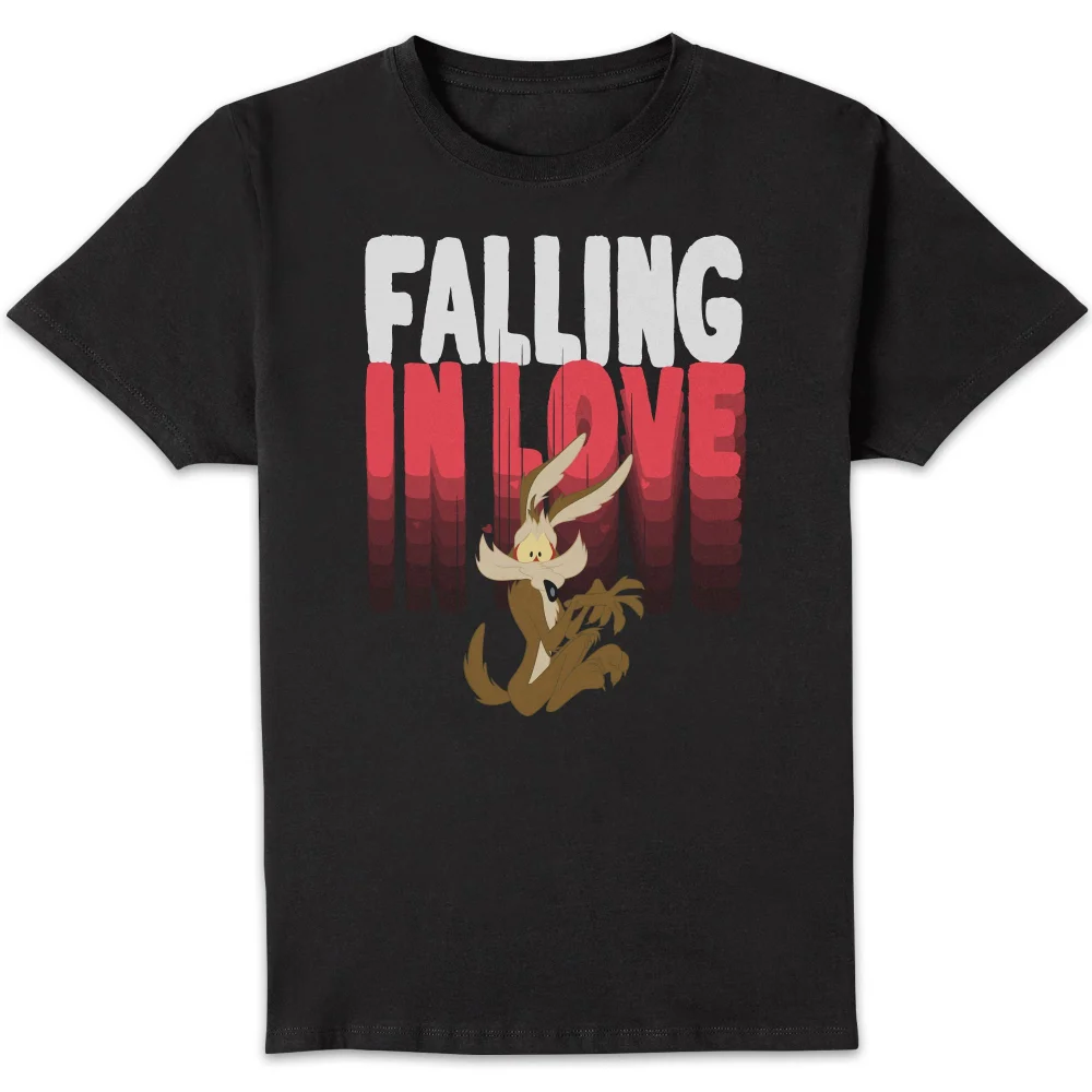 Looney Tunes Falling In Love Wile E. Coyote Men's T-Shirt - Black - S Image 1