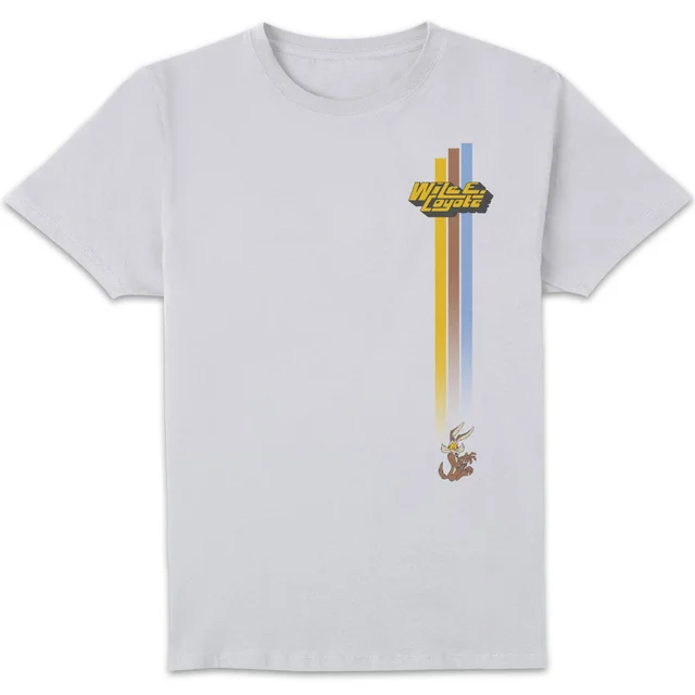 Looney Tunes Kaboom Collection Wile E. Coyote Retro Stripe Men's T-Shirt - White