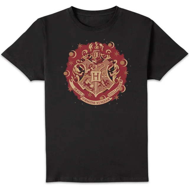 Harry Potter Hogwarts Christmas Crest Men's T-Shirt - Black