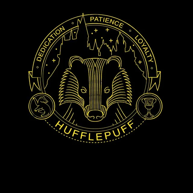 Harry Potter Hufflepuff Badger Badge Men's T-Shirt - Black
