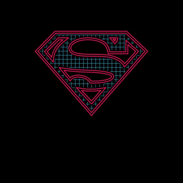 Justice League Superman Retro Grid Logo Men's T-Shirt - Black