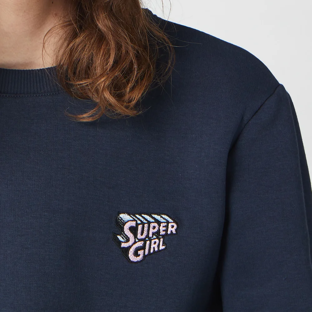 DC Super Girl Unisex Embroidered Sweatshirt - Navy - S Image 1