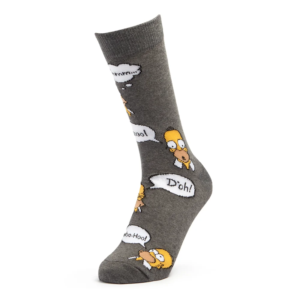 Men's Simpsons Homer Repeat Socks - Charcoal - UK 8-11 Image 1