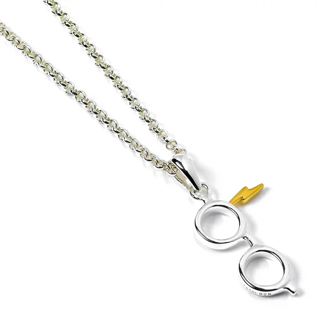 Harry Potter Sterling Silver Glasses and Lightning Bolt Necklace